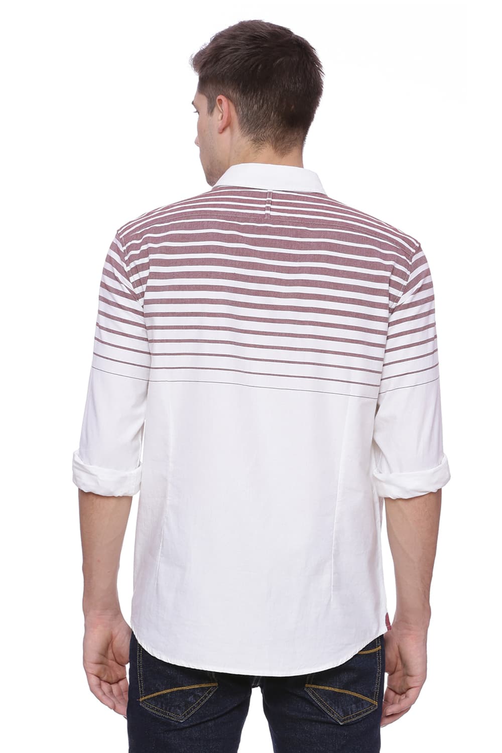 BASICS SLIM FIT WEFT STRIPES SHIRT