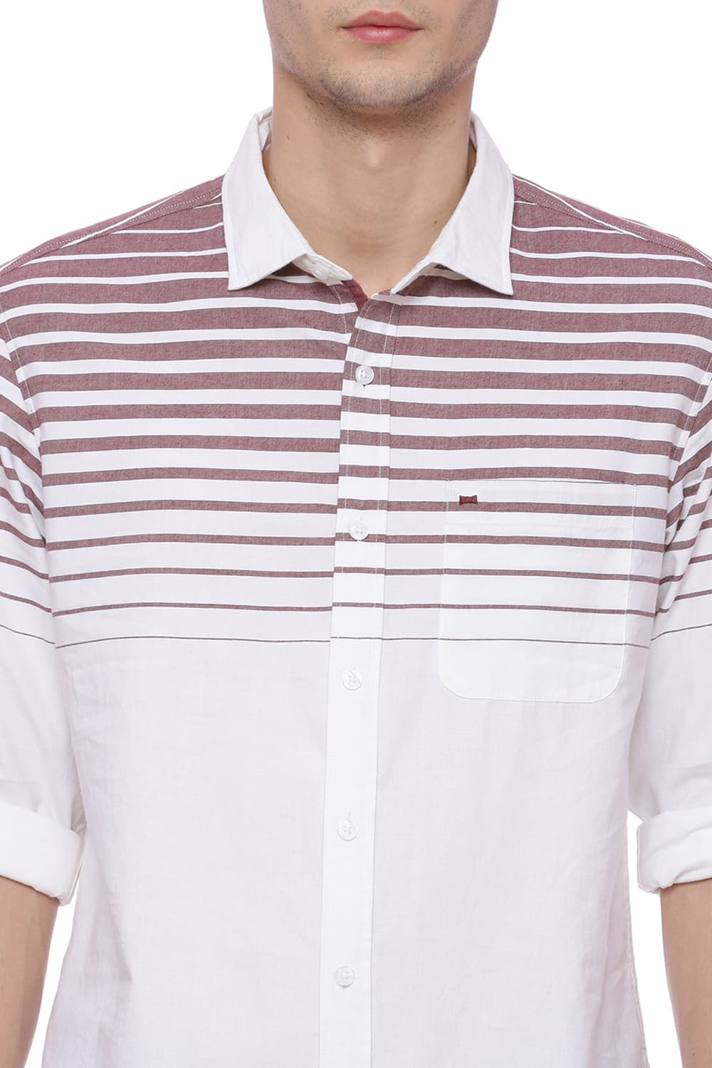 BASICS SLIM FIT WEFT STRIPES SHIRT