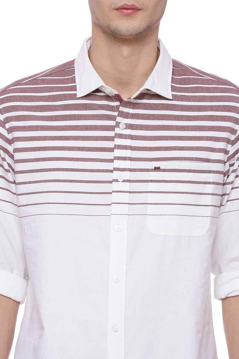 BASICS SLIM FIT WEFT STRIPES SHIRT