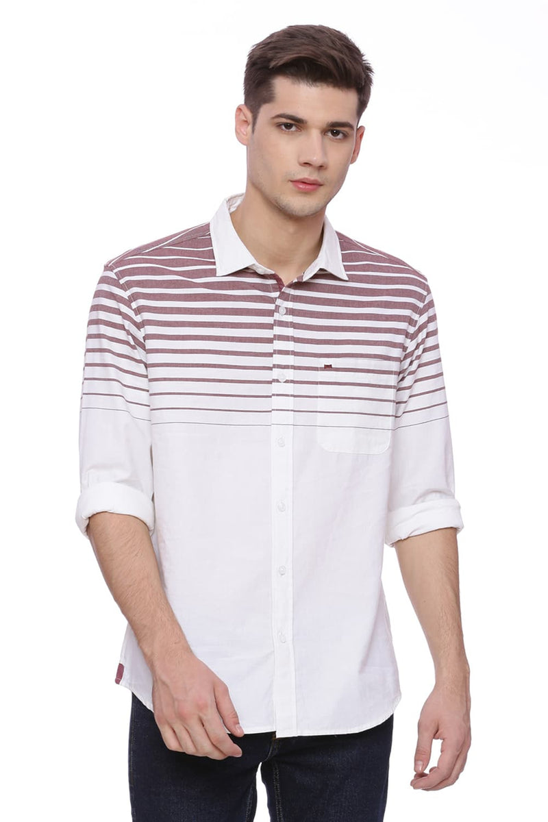 BASICS SLIM FIT WEFT STRIPES SHIRT