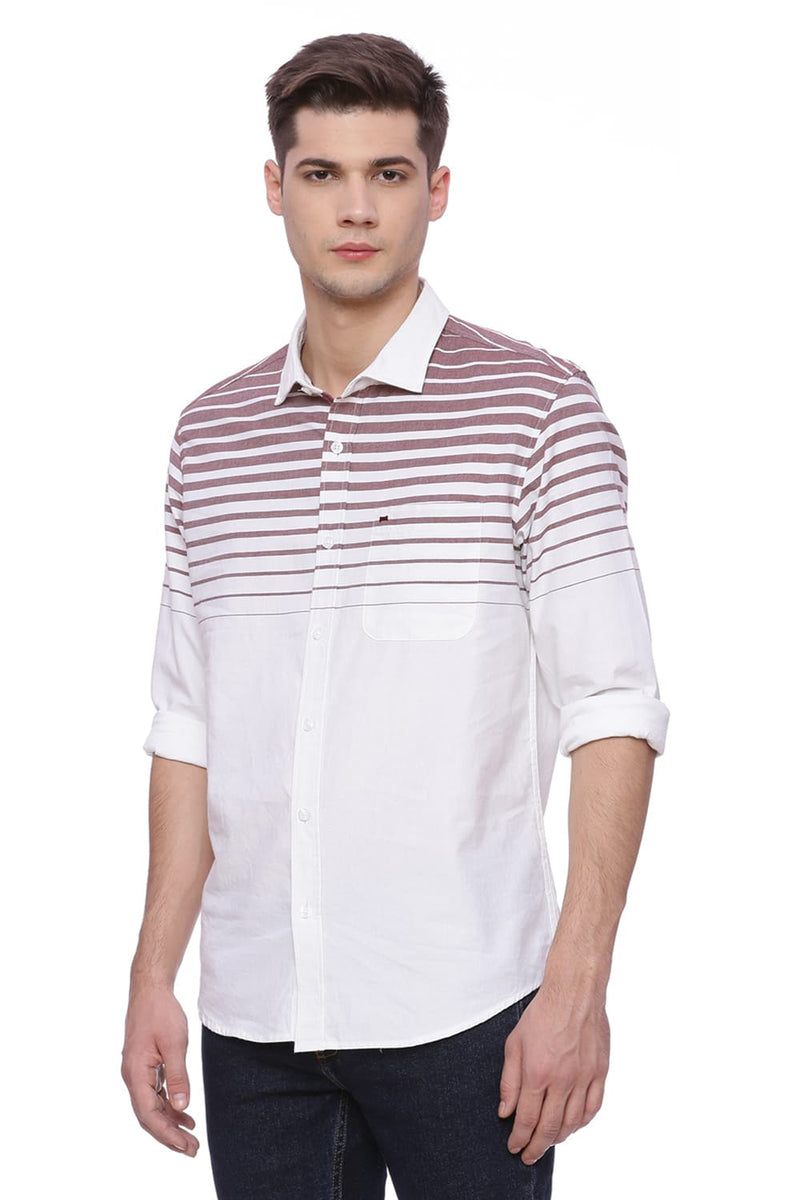 BASICS SLIM FIT WEFT STRIPES SHIRT