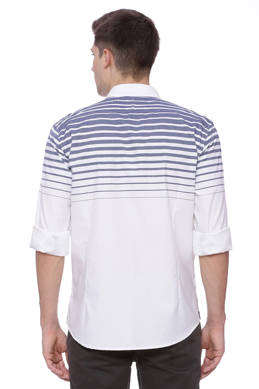 BASICS SLIM FIT WEFT STRIPES SHIRT