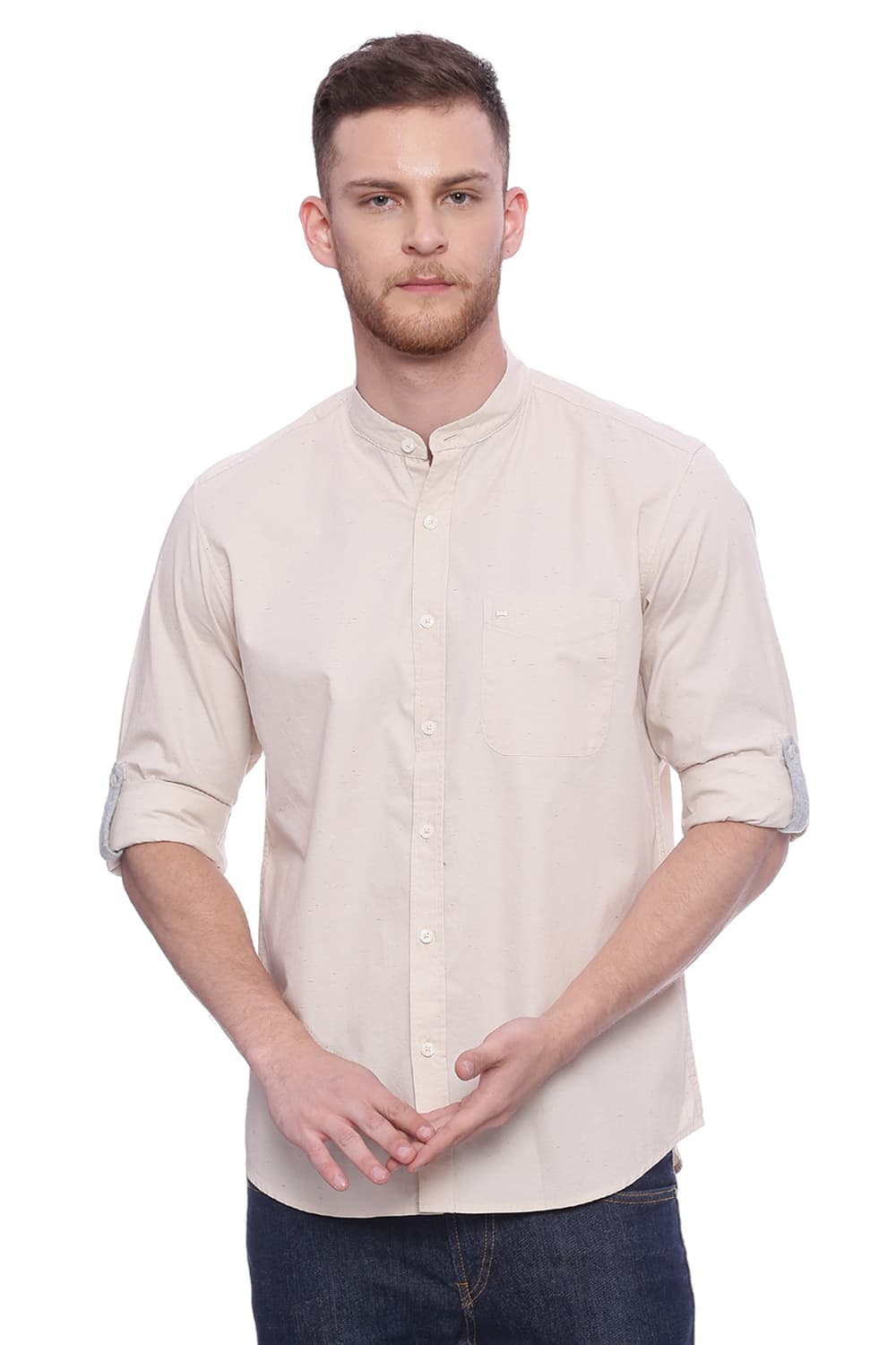 BASICS SLIM FIT NEPS SHIRT