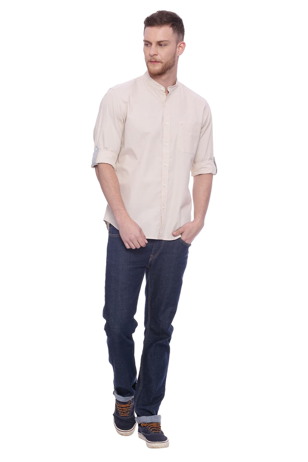 BASICS SLIM FIT NEPS SHIRT