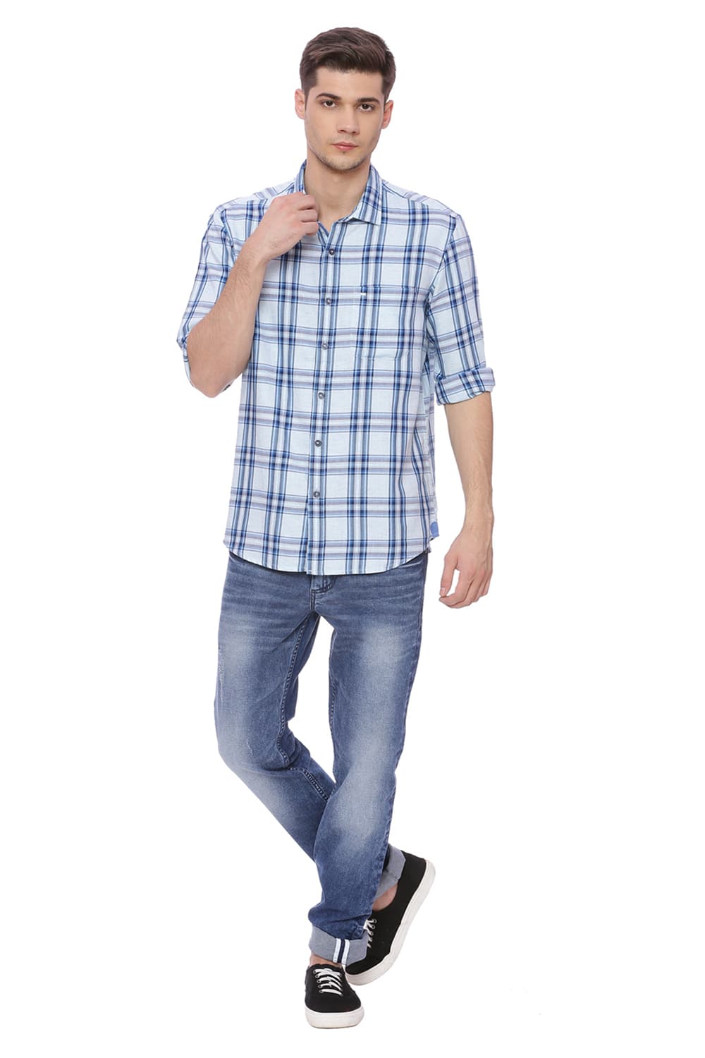 BASICS SLIM FIT CHECKS SHIRT