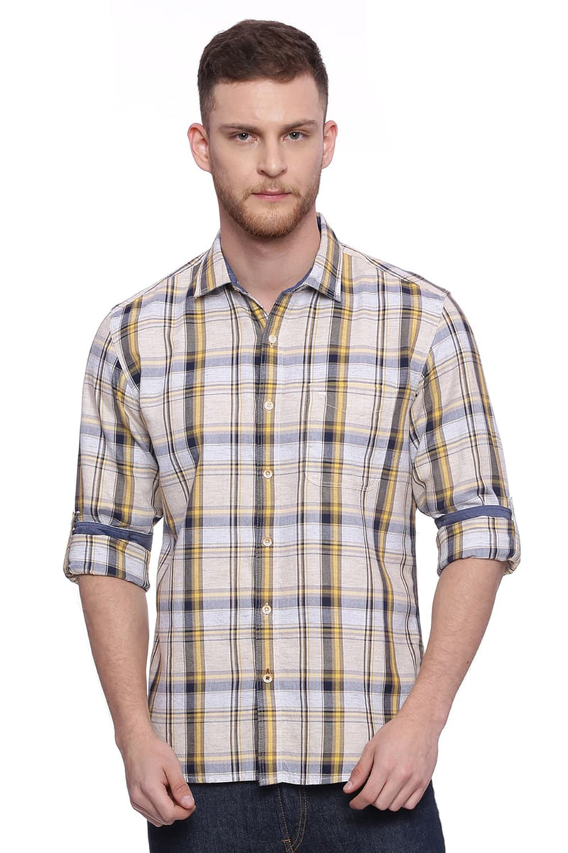 BASICS SLIM FIT CHECKS SHIRT