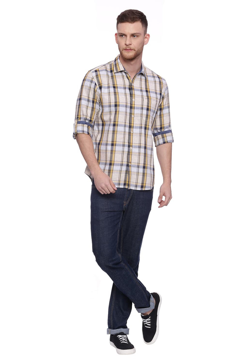 BASICS SLIM FIT CHECKS SHIRT