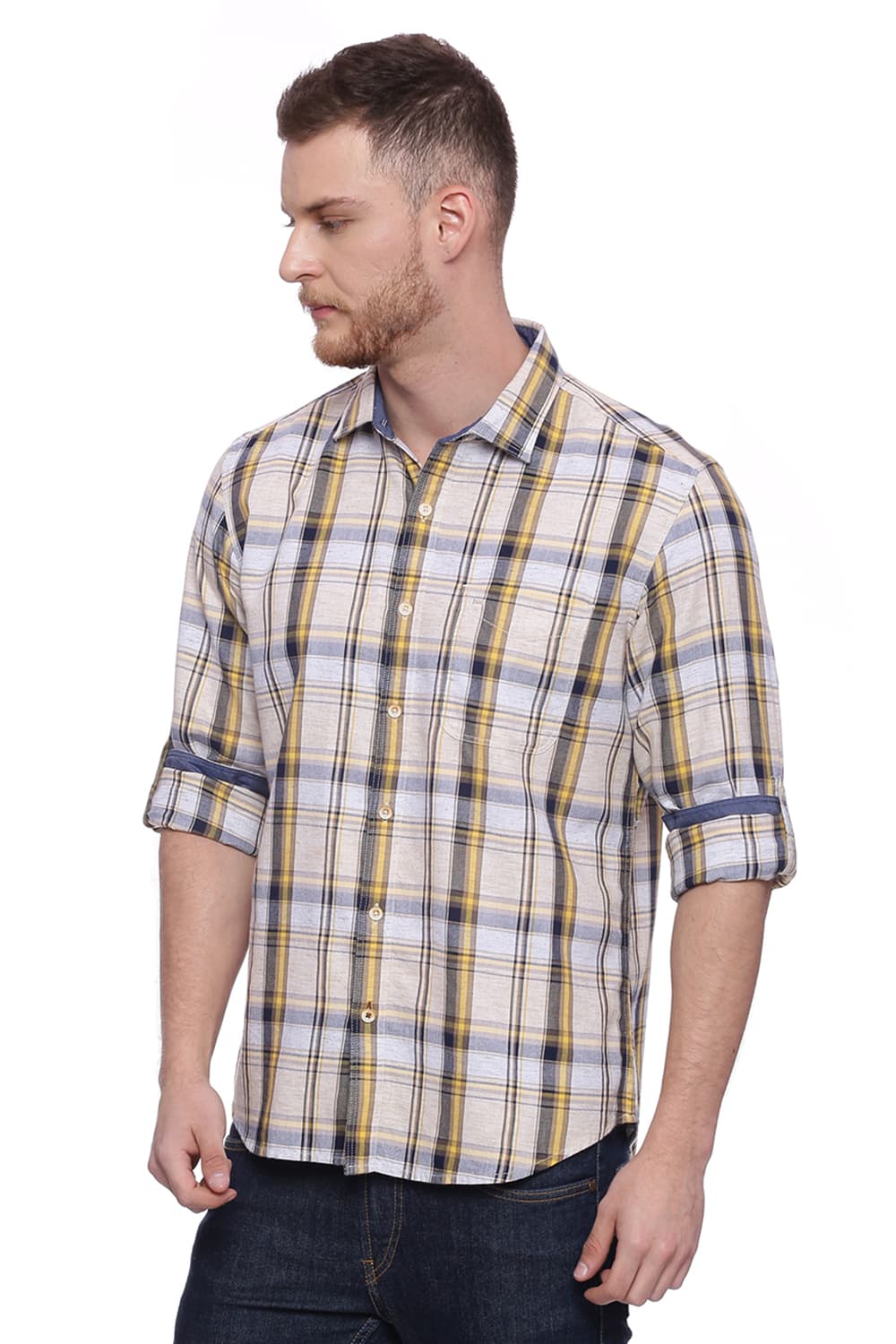 BASICS SLIM FIT CHECKS SHIRT