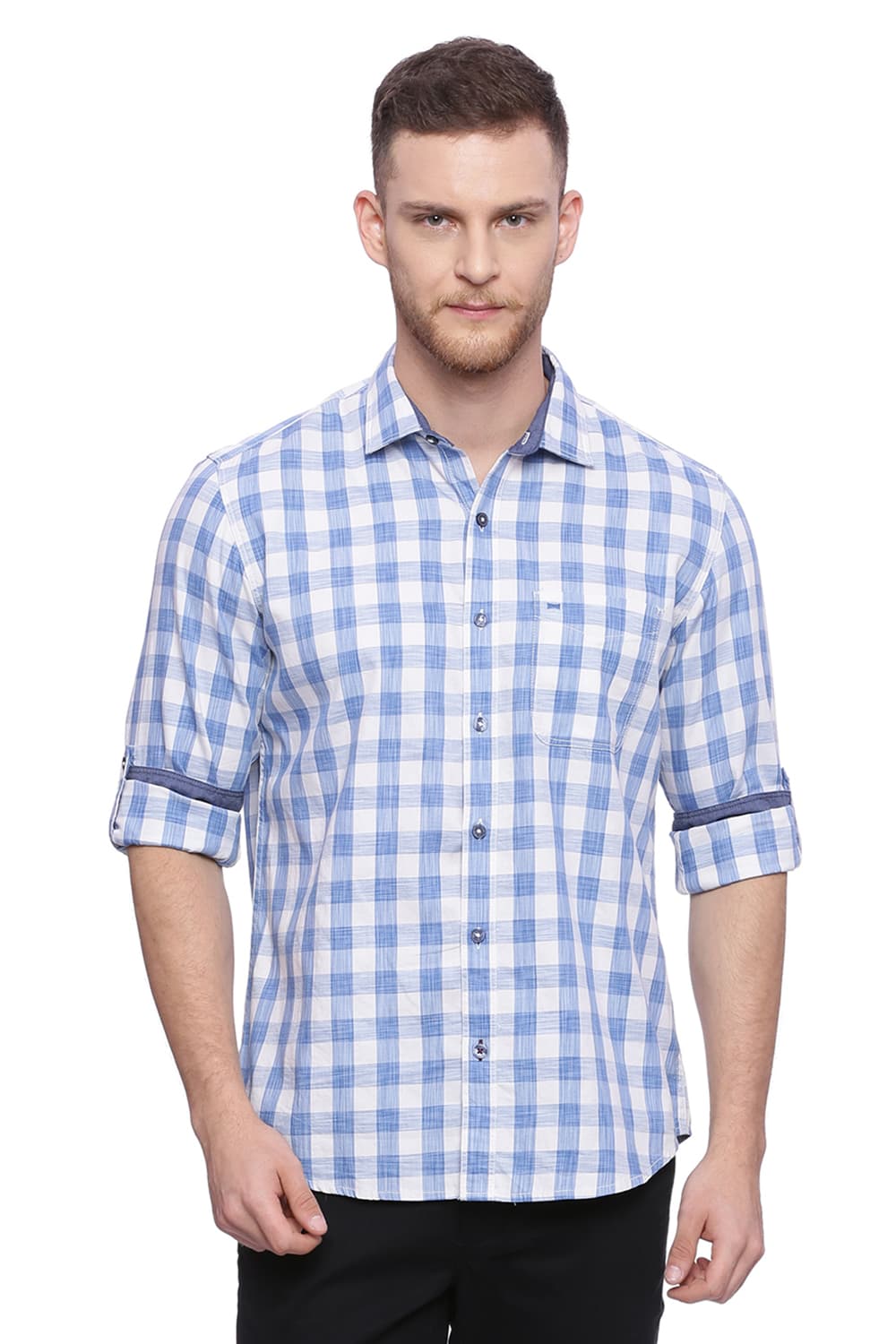 BASICS SLIM FIT CHECKS SHIRT