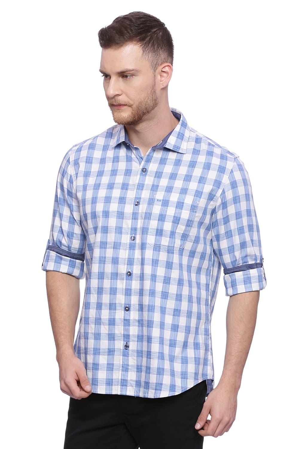 BASICS SLIM FIT CHECKS SHIRT