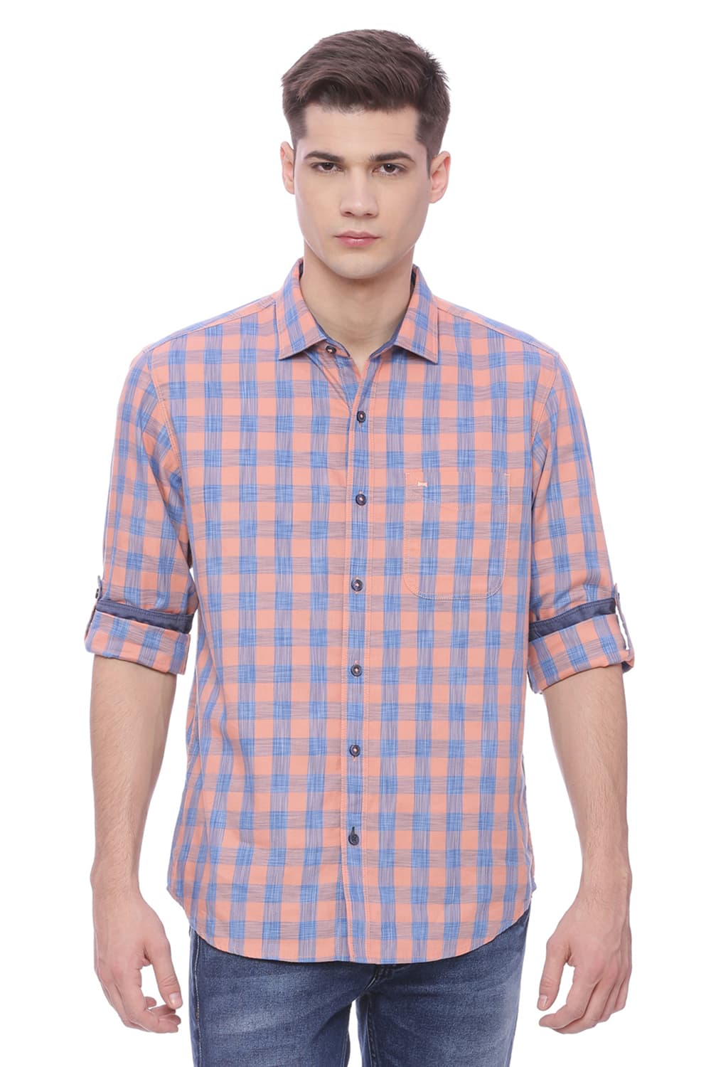 BASICS SLIM FIT CHECKS SHIRT