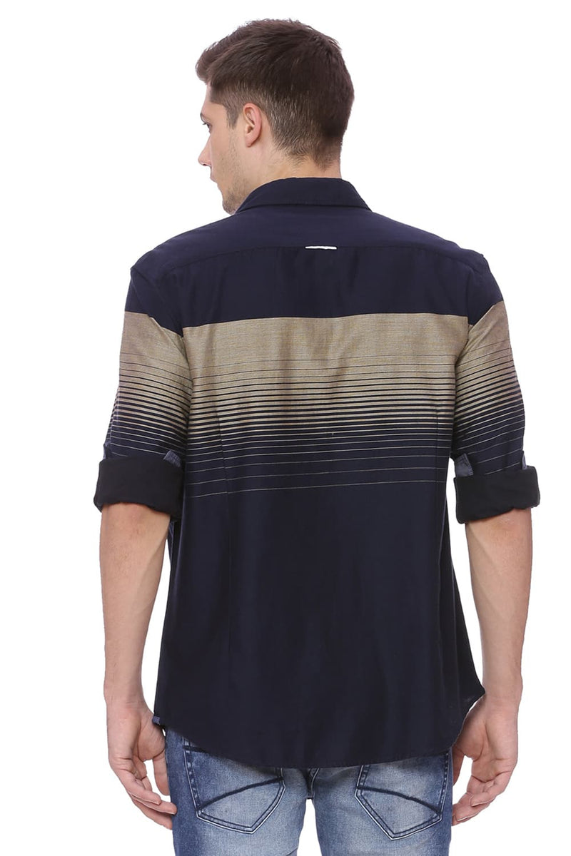 BASICS SLIM FIT WEFT STRIPES SHIRT