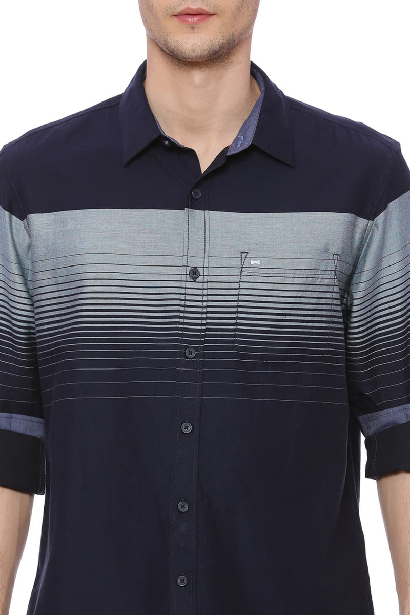 BASICS SLIM FIT WEFT STRIPES SHIRT