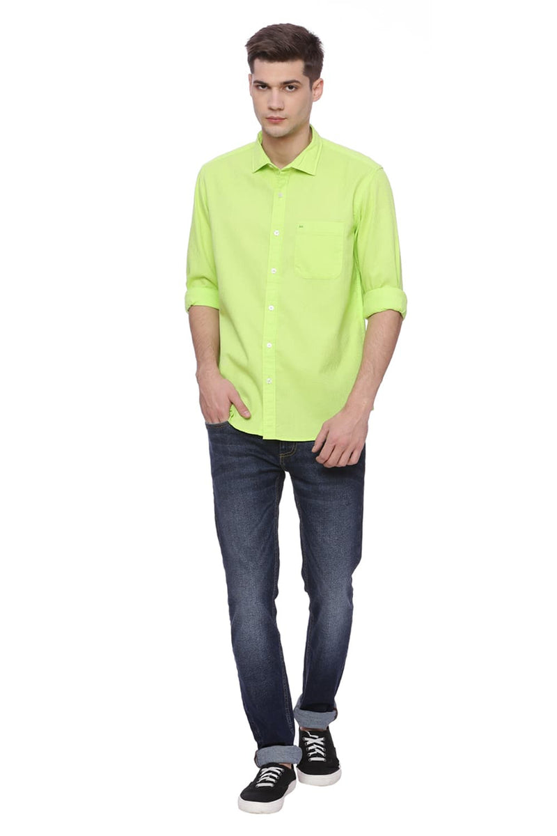 BASICS SLIM FIT DOBBY SHIRT