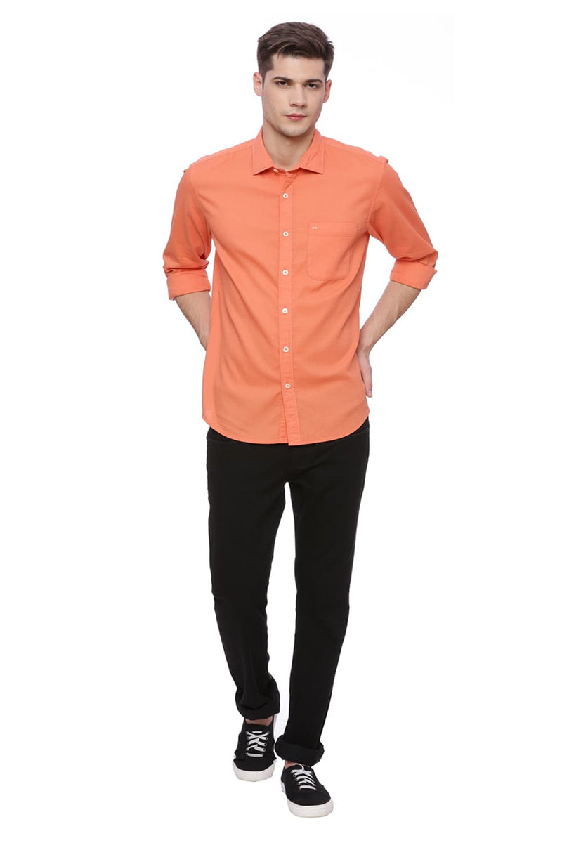 BASICS SLIM FIT DOBBY SHIRT