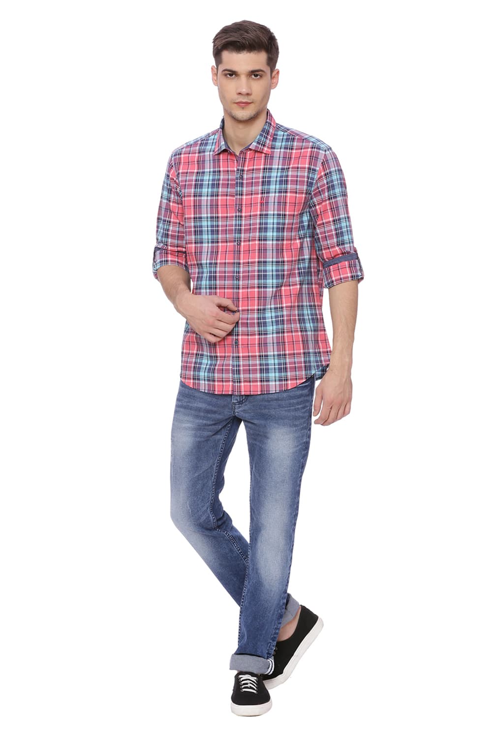 BASICS SLIM FIT CHECKS SHIRT