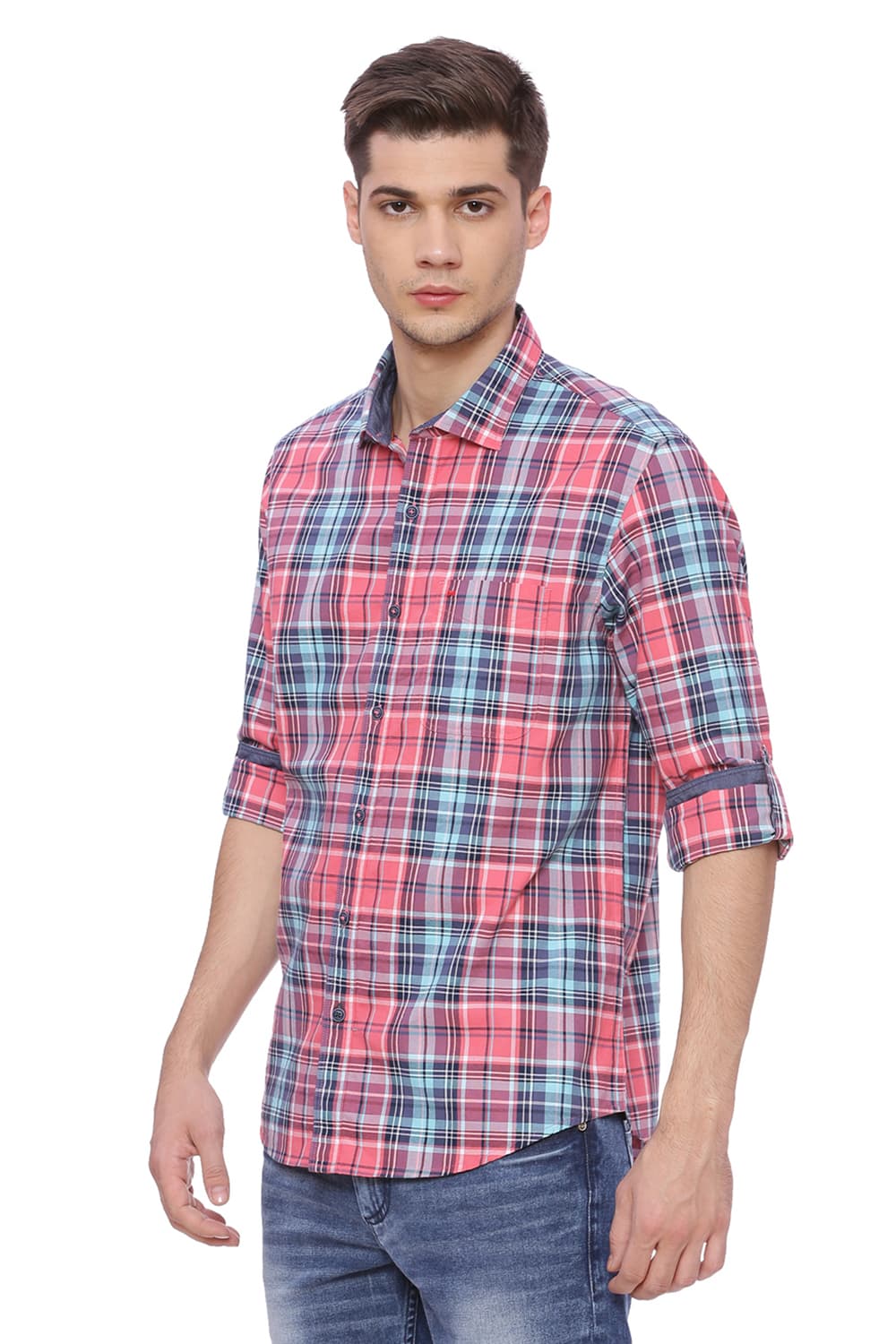 BASICS SLIM FIT CHECKS SHIRT