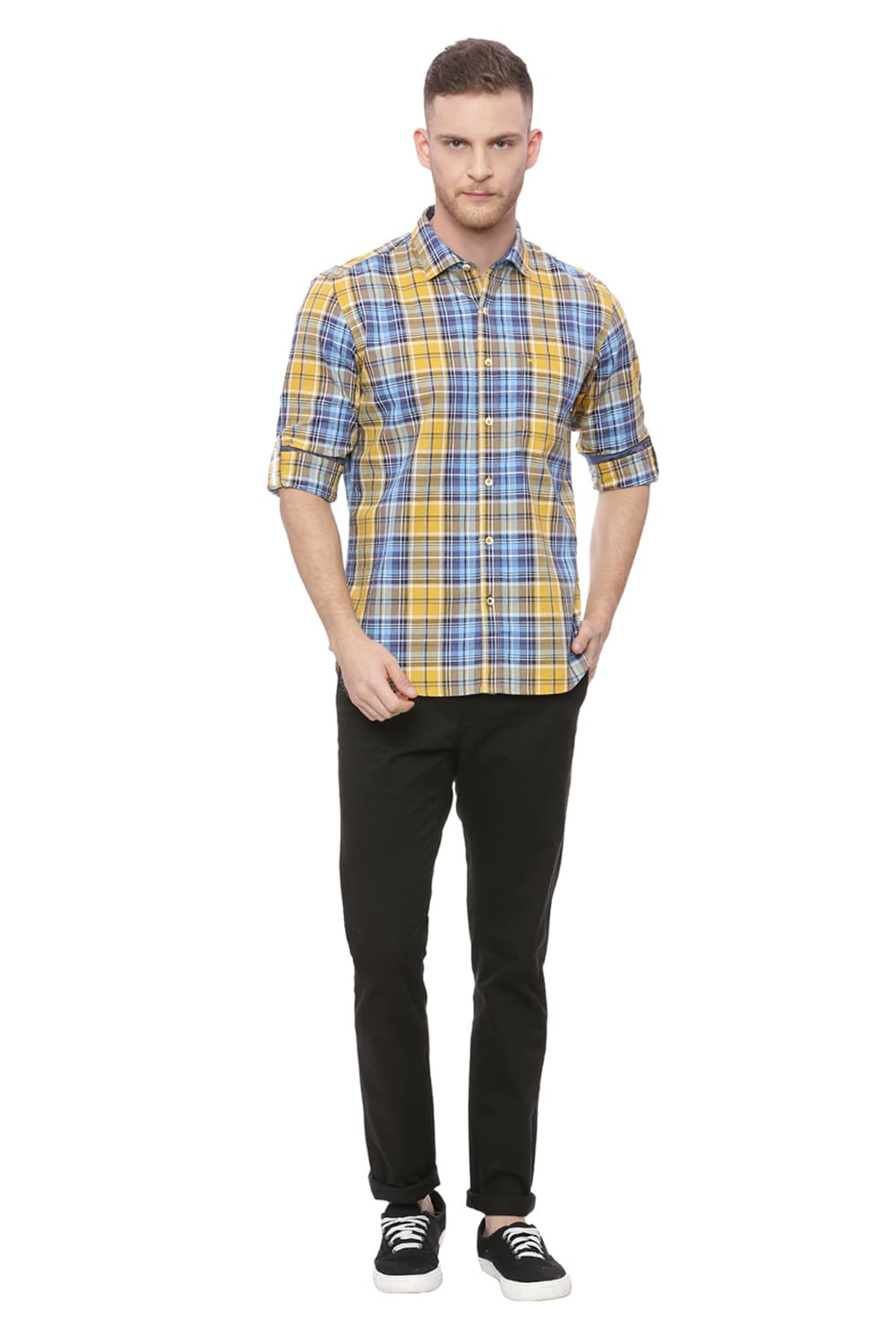 BASICS SLIM FIT CHECKS SHIRT