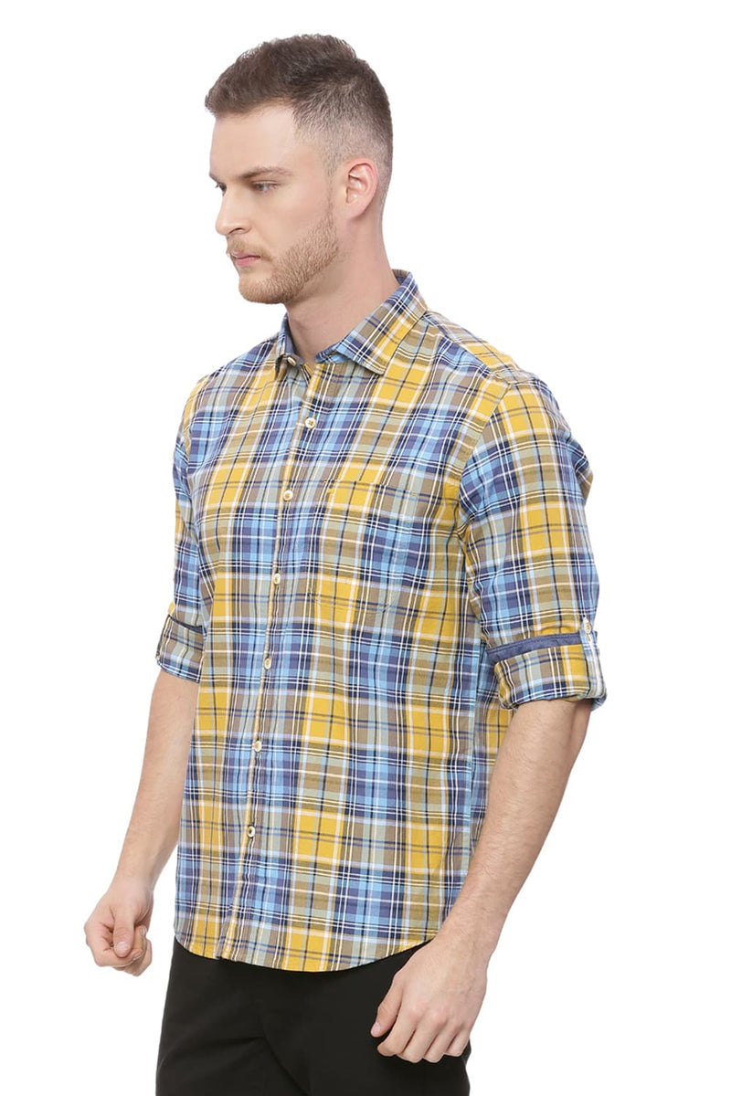 BASICS SLIM FIT CHECKS SHIRT