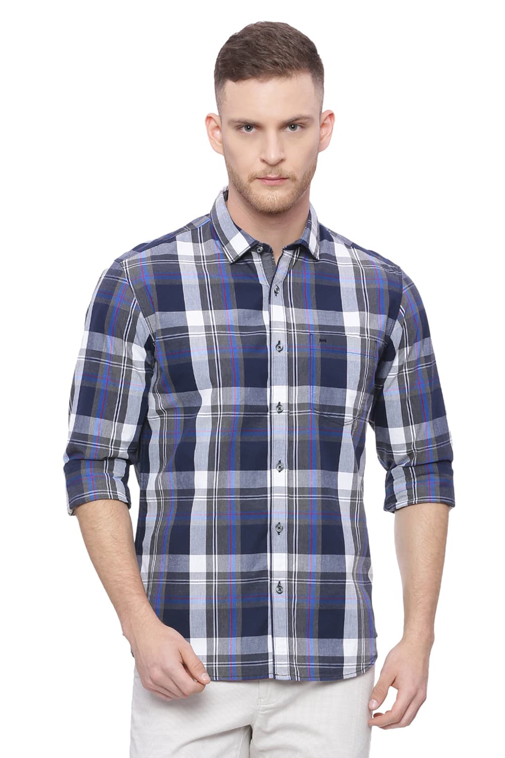 BASICS SLIM FIT CHECKS SHIRT