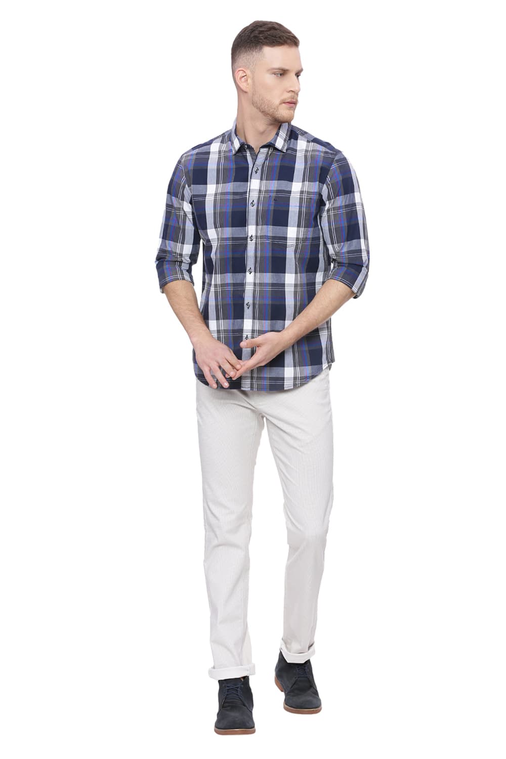 BASICS SLIM FIT CHECKS SHIRT