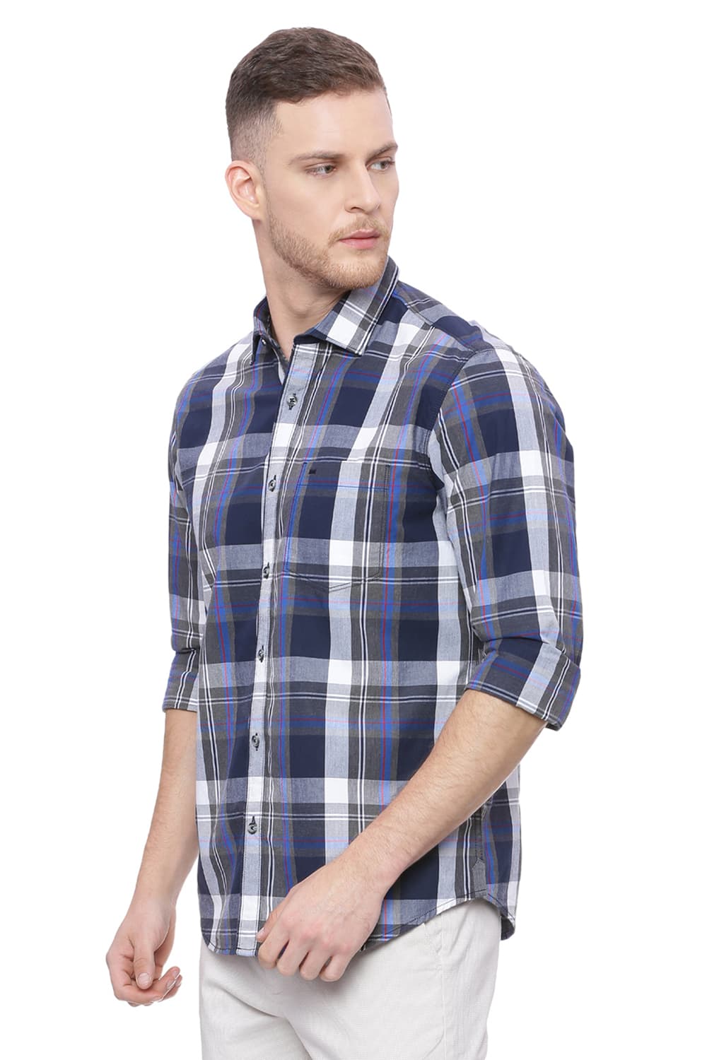 BASICS SLIM FIT CHECKS SHIRT