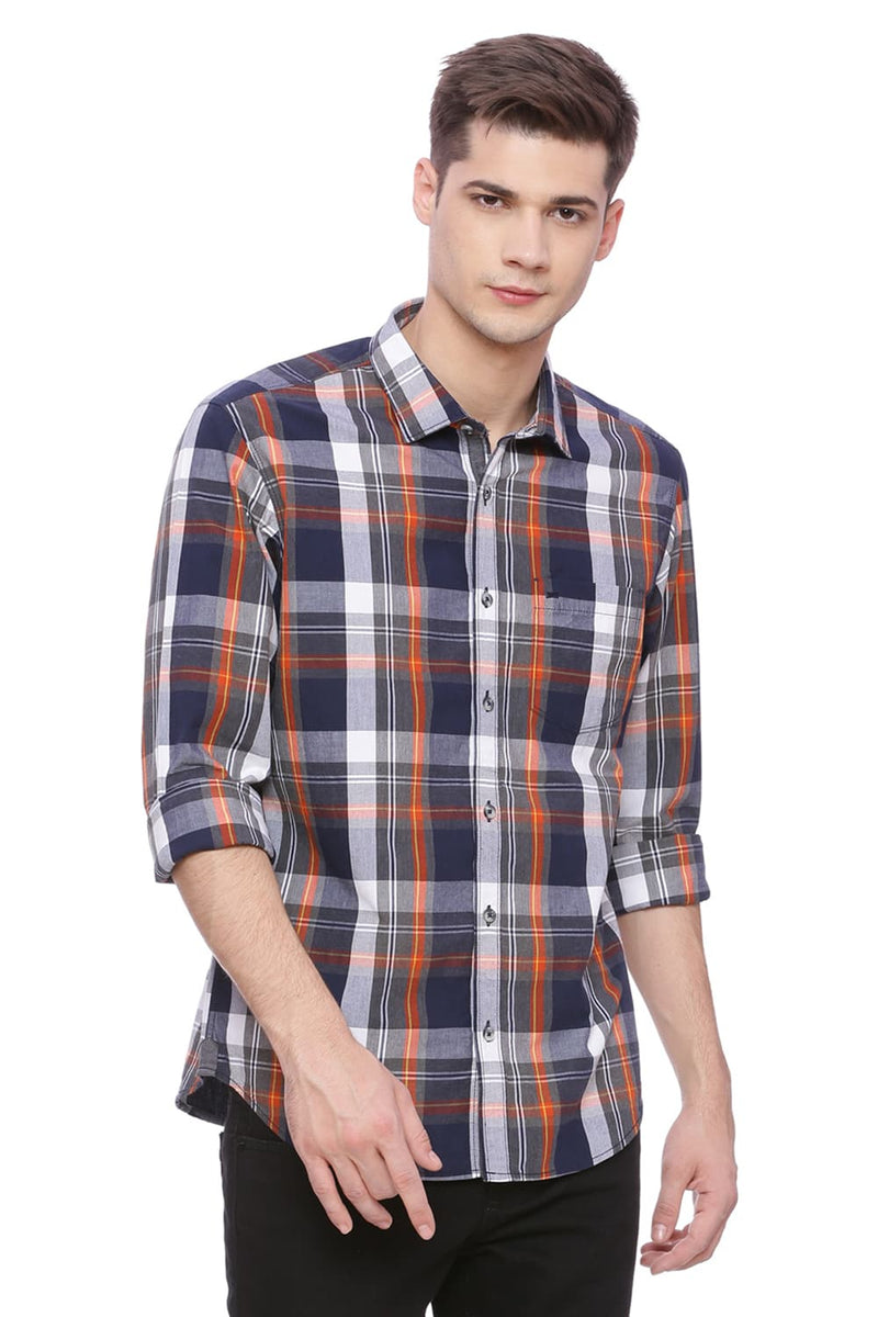 BASICS SLIM FIT CHECKS SHIRT