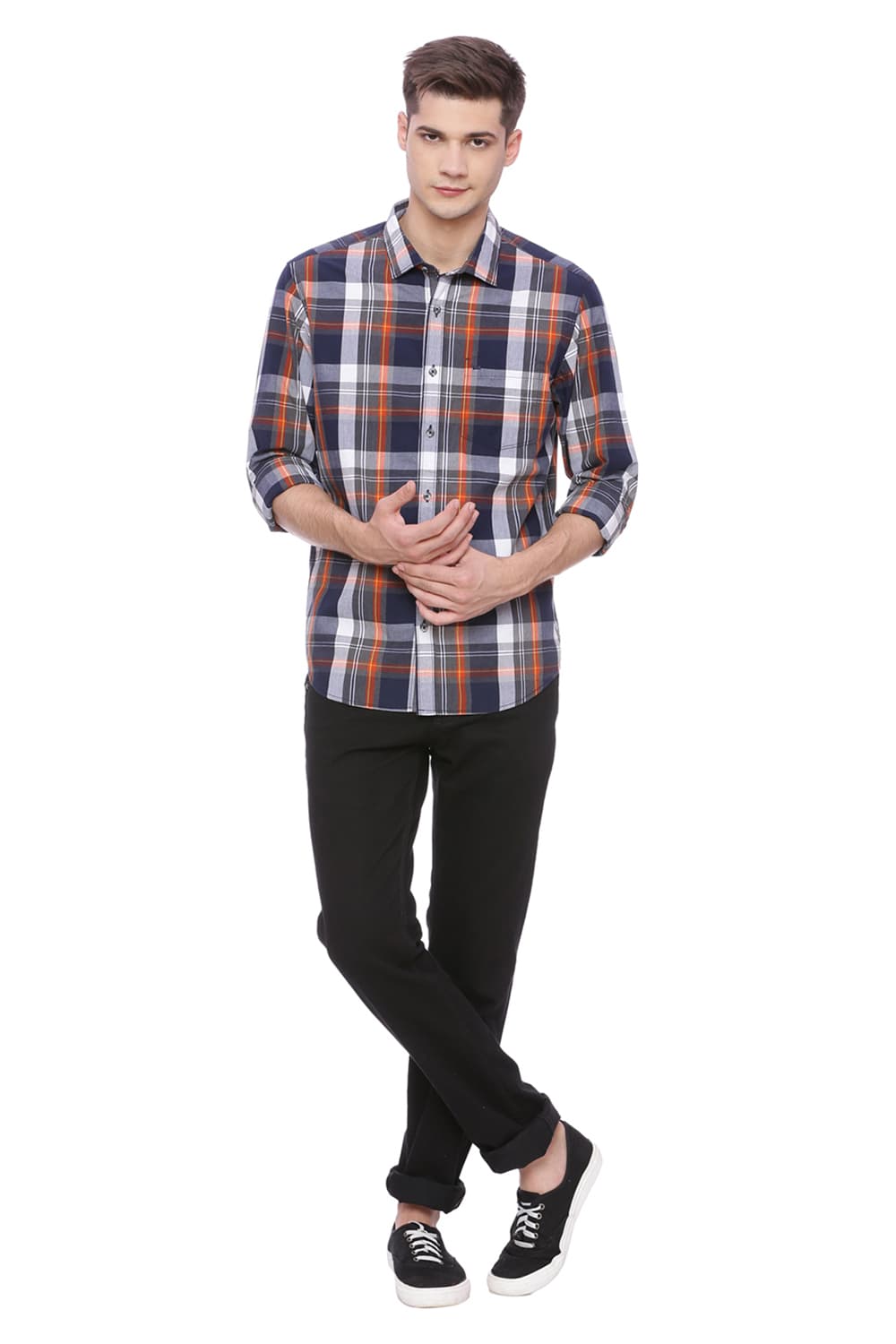 BASICS SLIM FIT CHECKS SHIRT