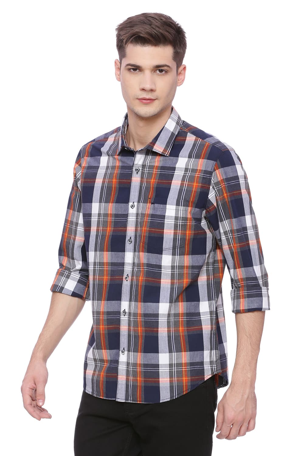 BASICS SLIM FIT CHECKS SHIRT