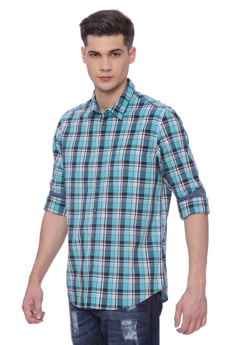 BASICS SLIM FIT CHECKS SHIRT