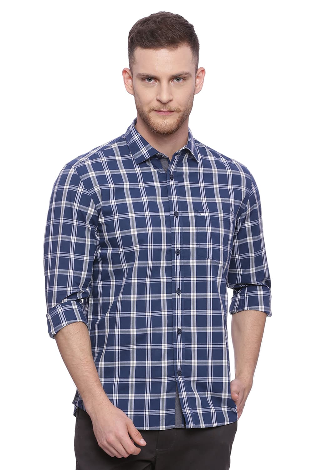 BASICS SLIM FIT CHECKS SHIRT