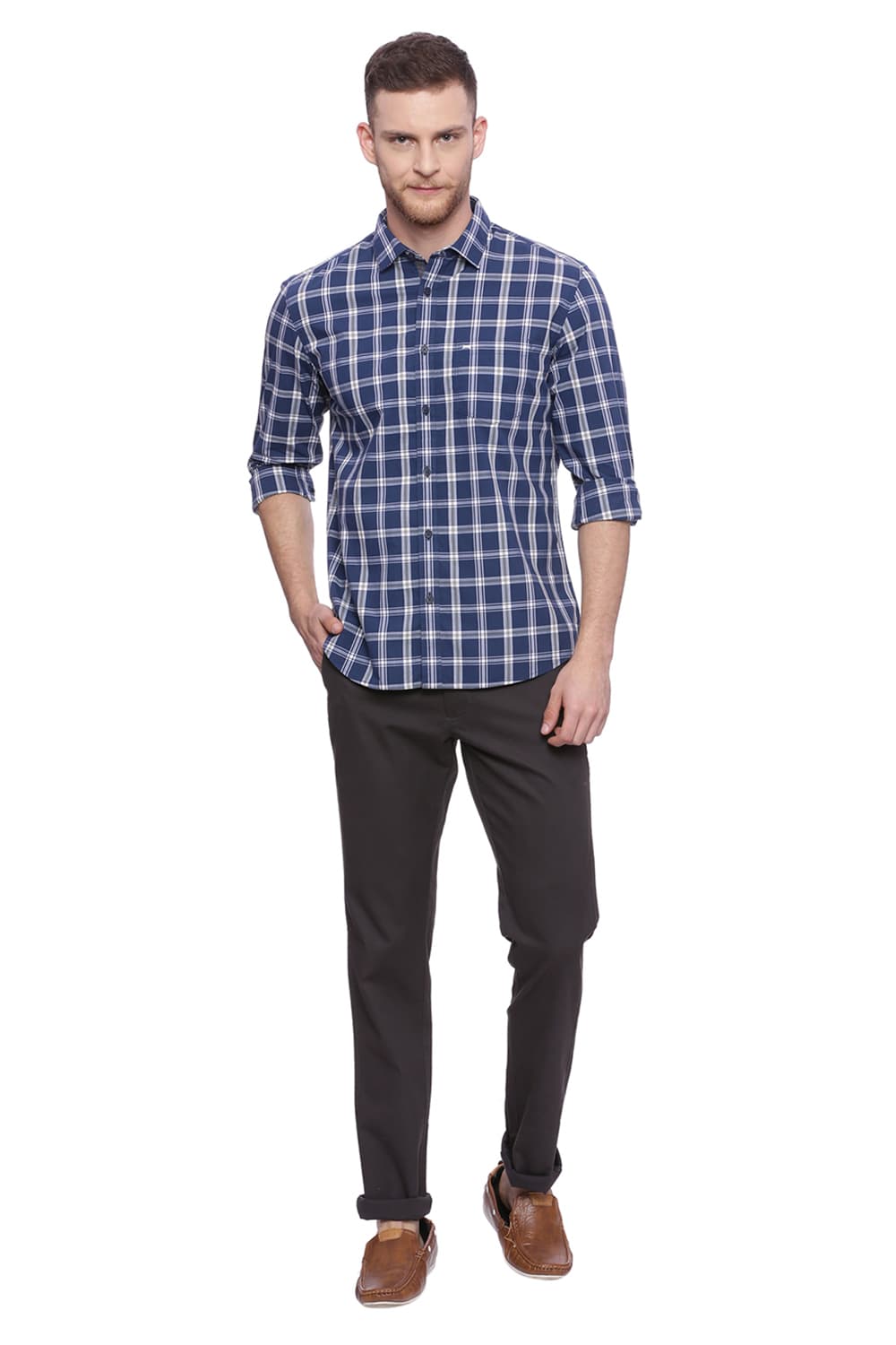 BASICS SLIM FIT CHECKS SHIRT