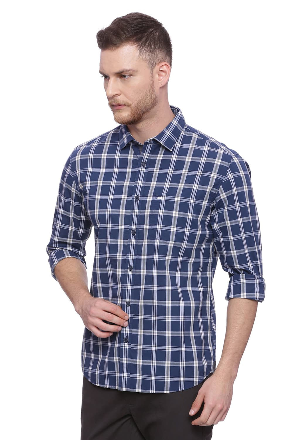 BASICS SLIM FIT CHECKS SHIRT