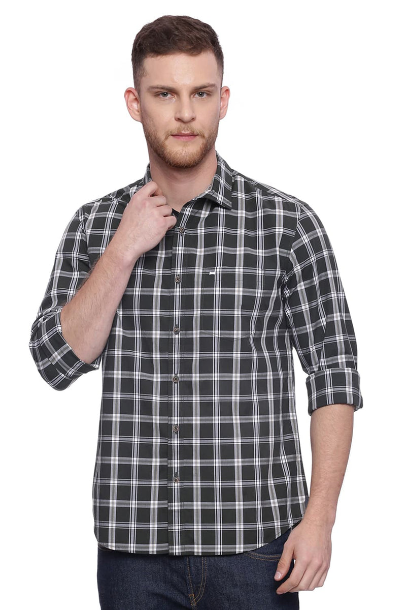 BASICS SLIM FIT CHECKS SHIRT