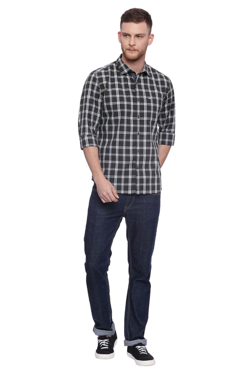 BASICS SLIM FIT CHECKS SHIRT