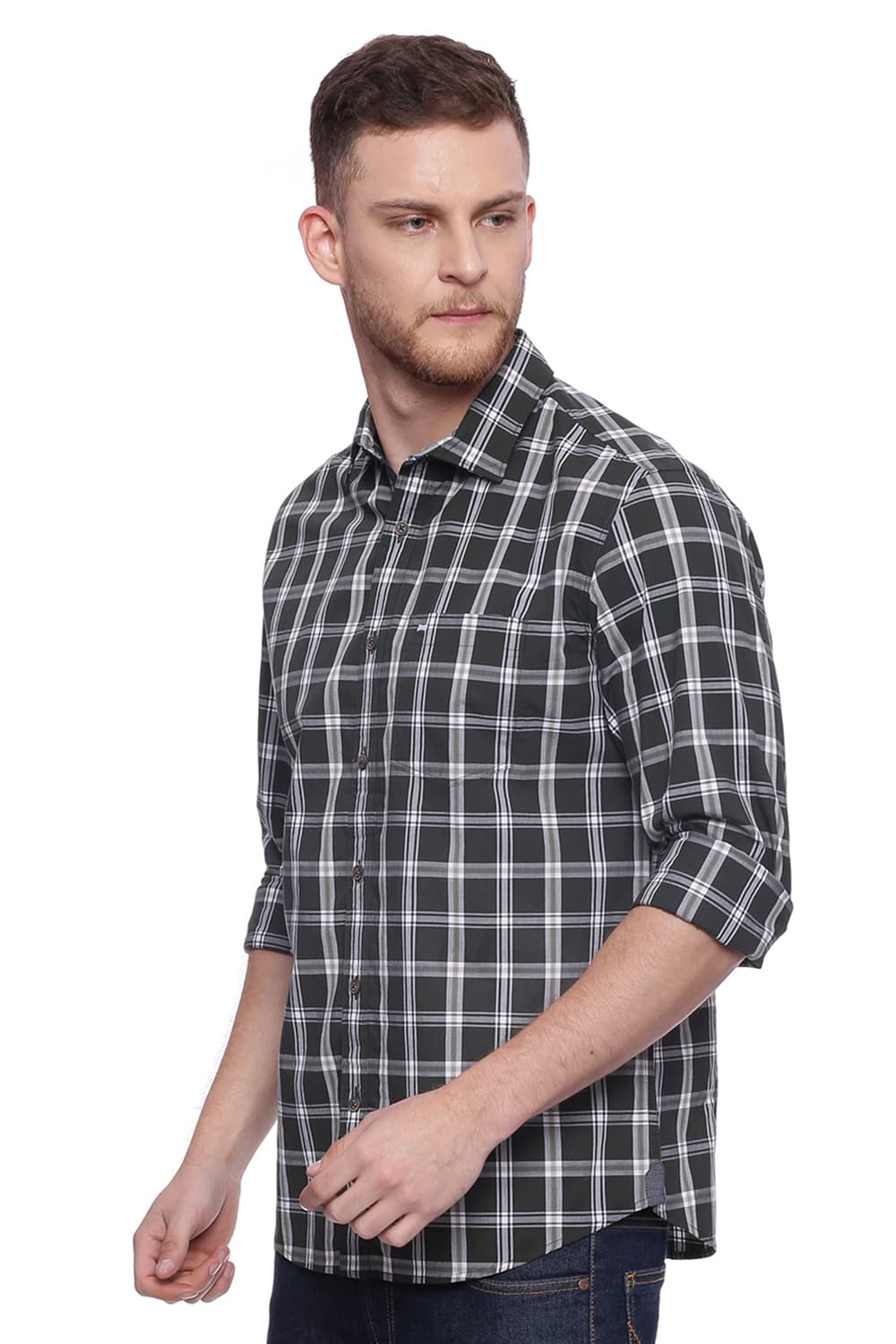 BASICS SLIM FIT CHECKS SHIRT