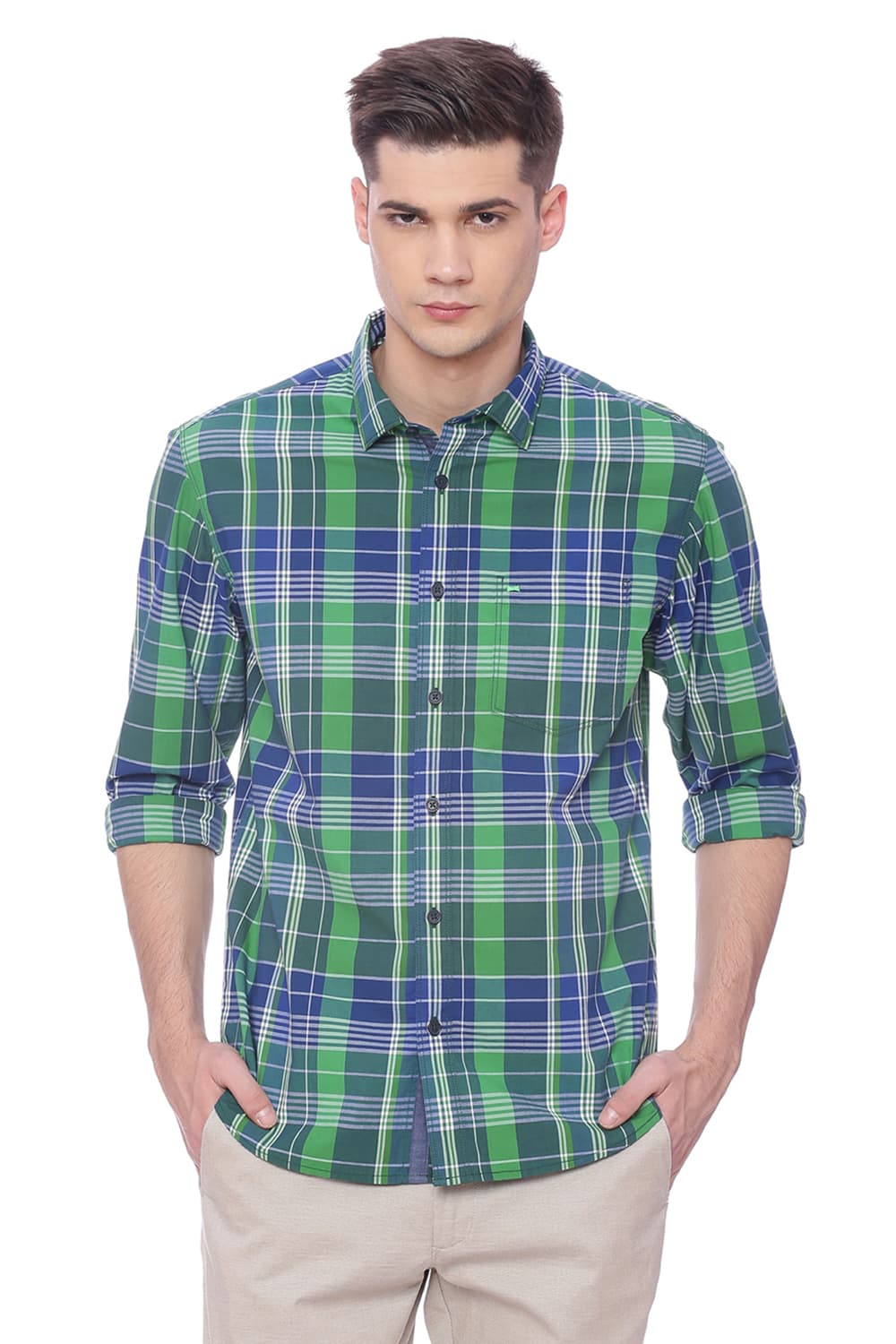 BASICS SLIM FIT CHECKS SHIRT