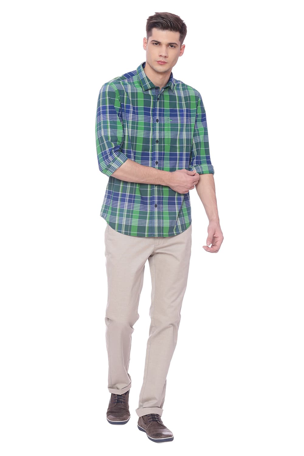 BASICS SLIM FIT CHECKS SHIRT