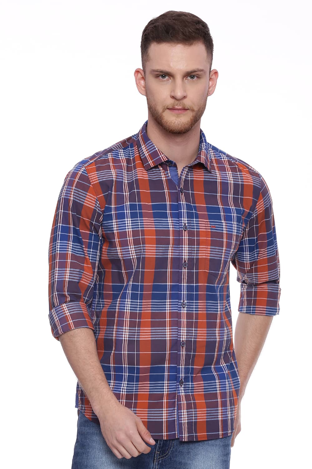 BASICS SLIM FIT CHECKS SHIRT