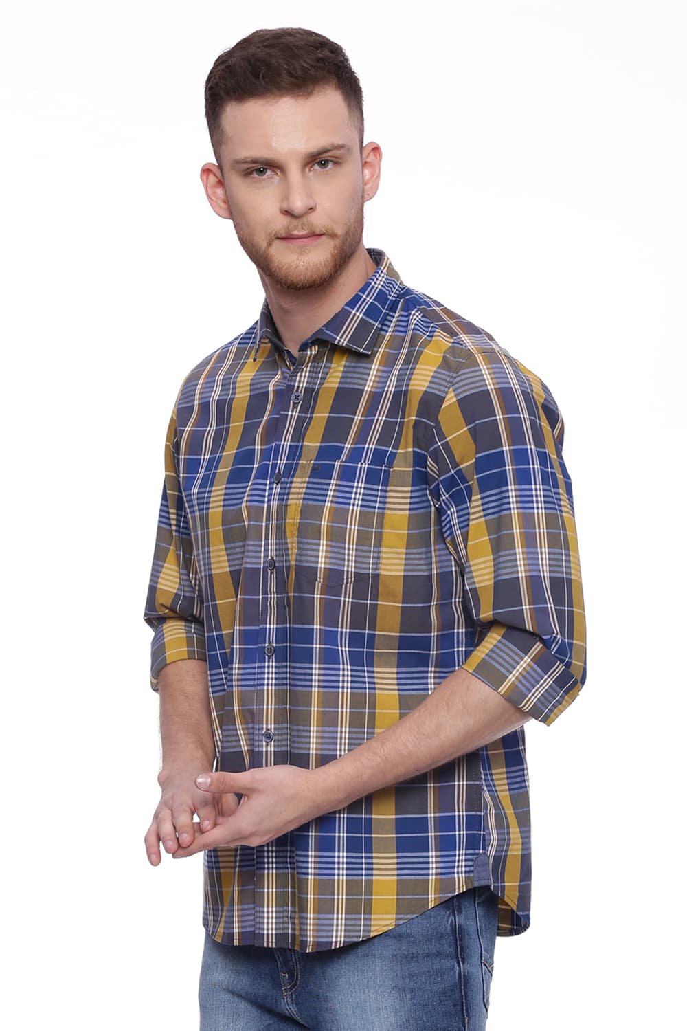 BASICS SLIM FIT CHECKS SHIRT