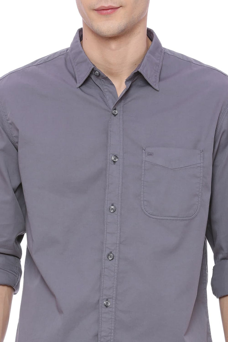 BASICS SLIM FIT GARMENT-DYED SHIRT