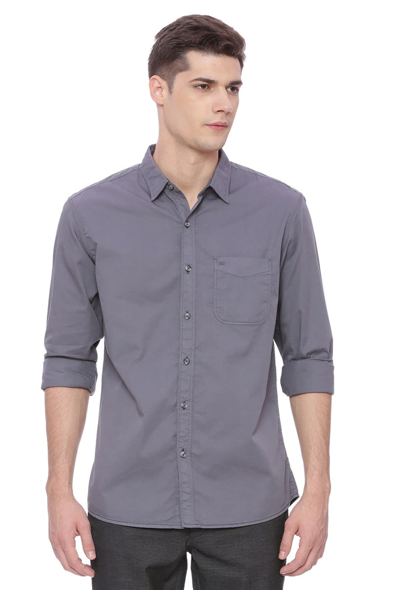 BASICS SLIM FIT GARMENT-DYED SHIRT