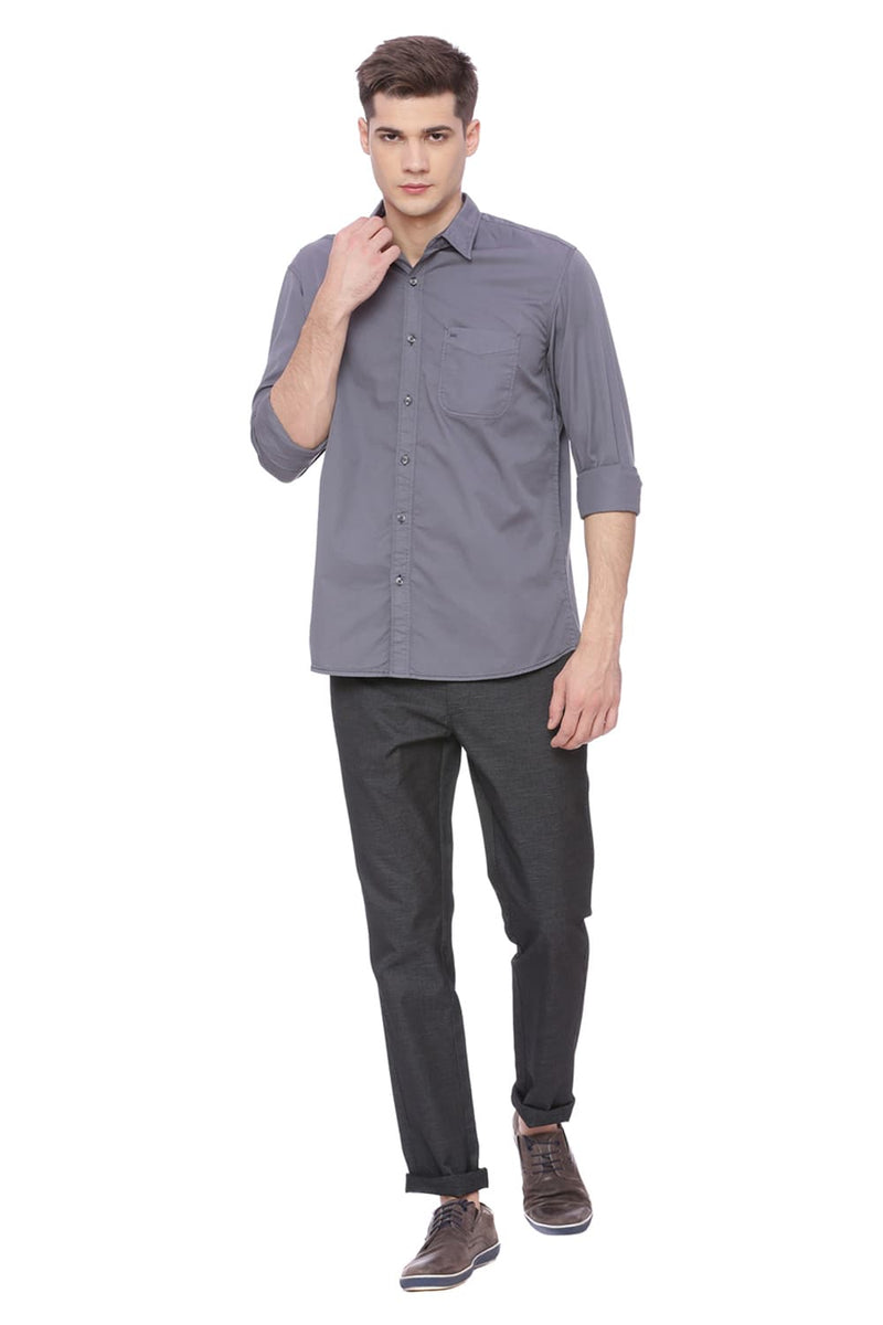 BASICS SLIM FIT GARMENT-DYED SHIRT