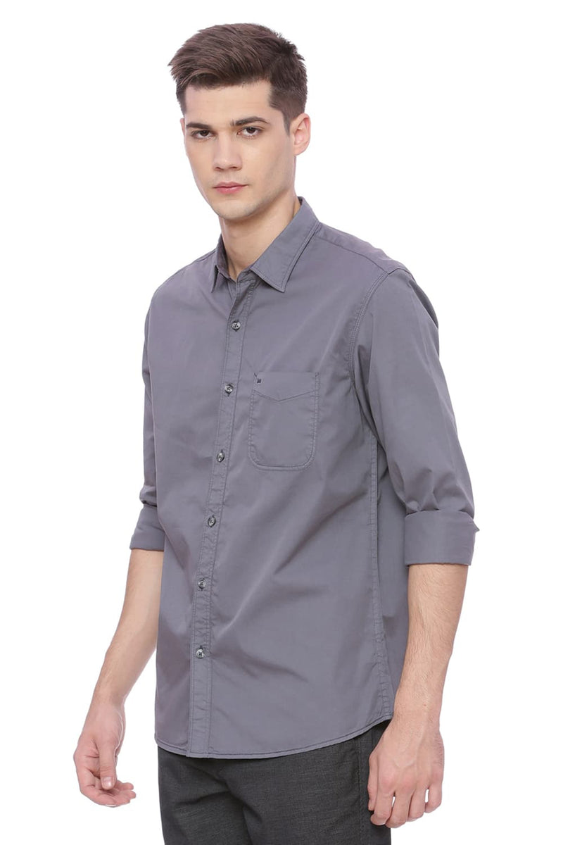 BASICS SLIM FIT GARMENT-DYED SHIRT