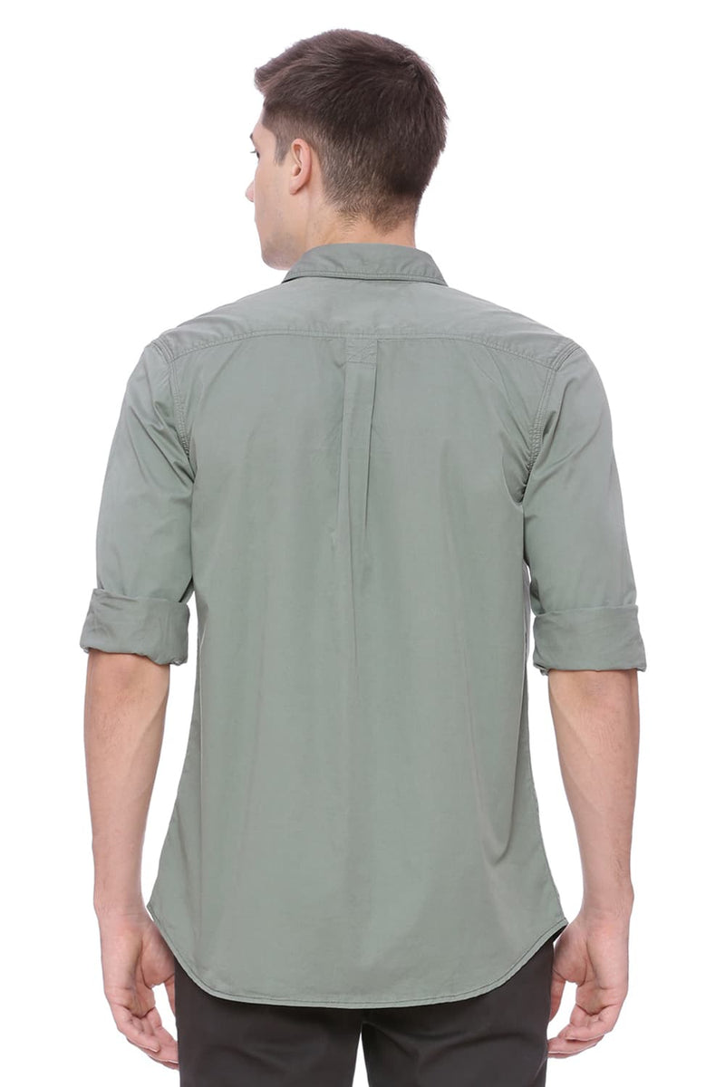 BASICS SLIM FIT GARMENT-DYED SHIRT