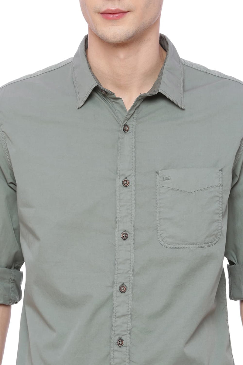 BASICS SLIM FIT GARMENT-DYED SHIRT