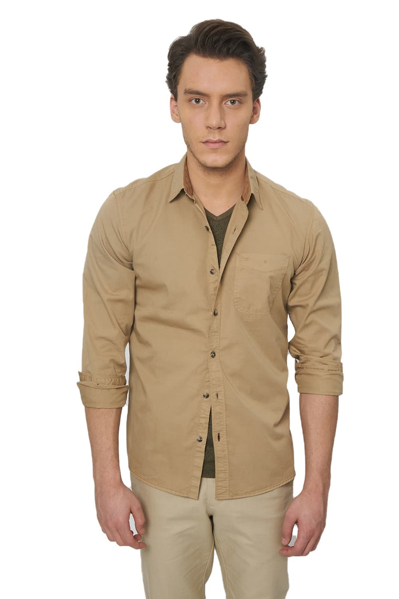 BASICS SLIM FIT GARMENT-DYED SHIRT