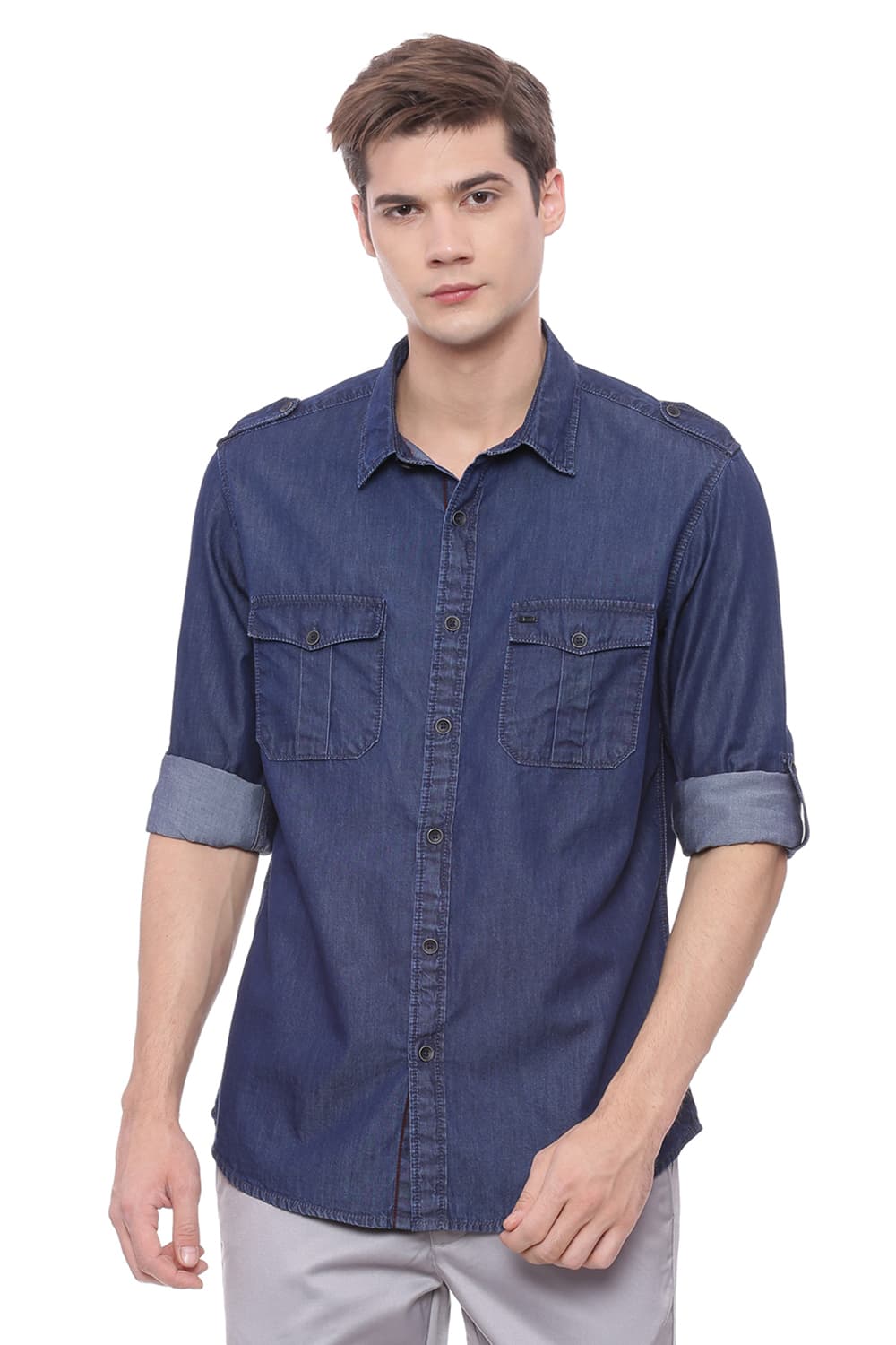 BASICS SLIM FIT TWILL SHIRT