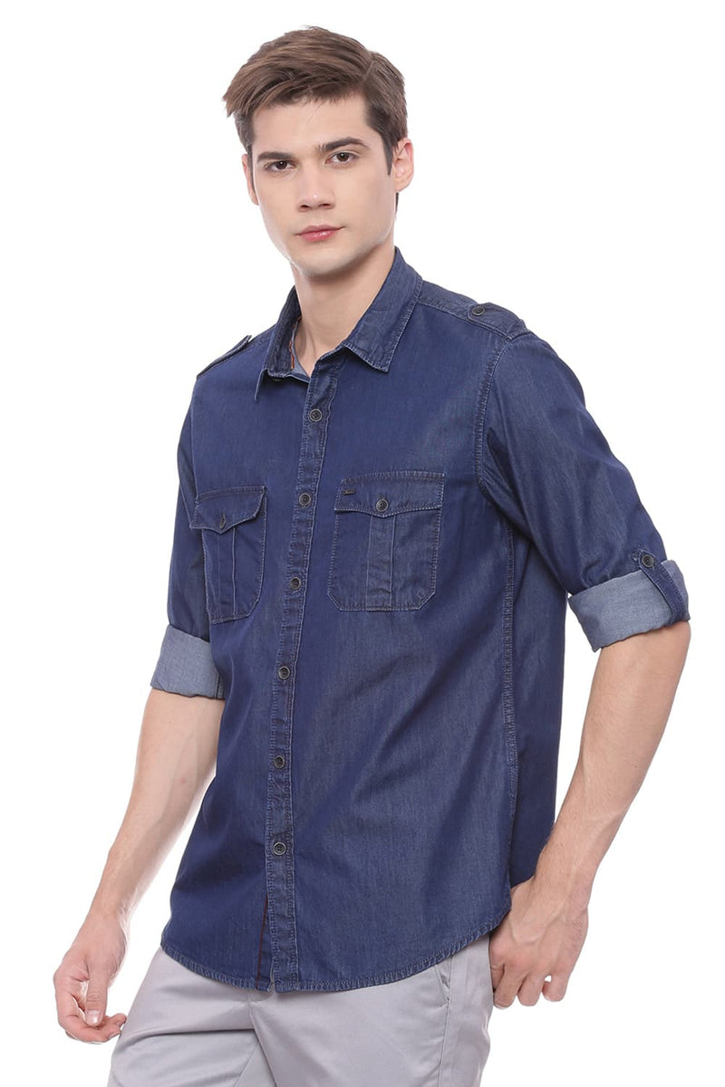 BASICS SLIM FIT TWILL SHIRT