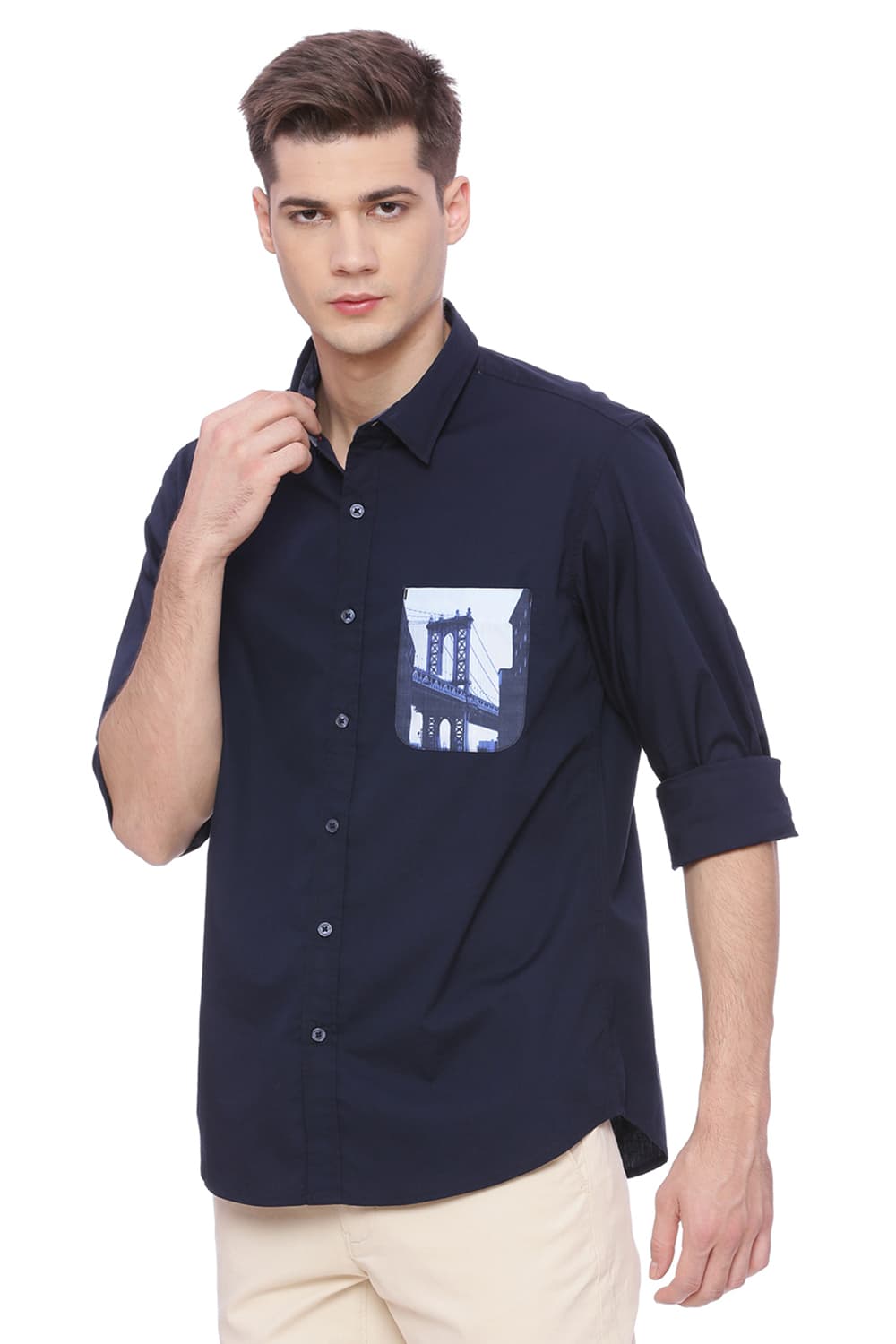 BASICS SLIM FIT STRETCH SHIRT